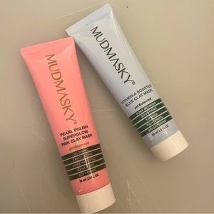 Lot of MUDMASKY Vit-A Booster Blue Clay Mask & Pearl Polish Pink Clay Mask NWT